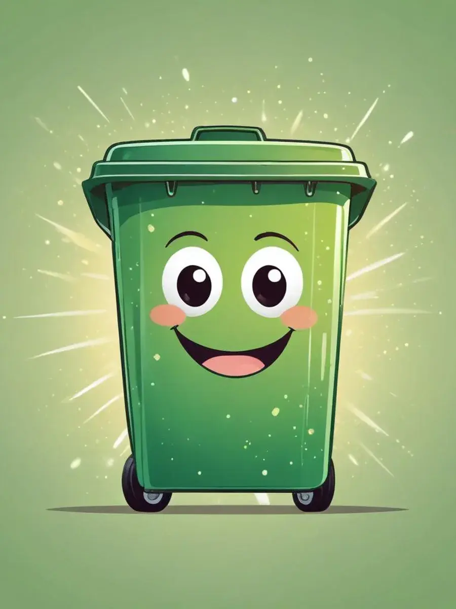 The same wheelie bin spotless and glossy after a hot-water clean