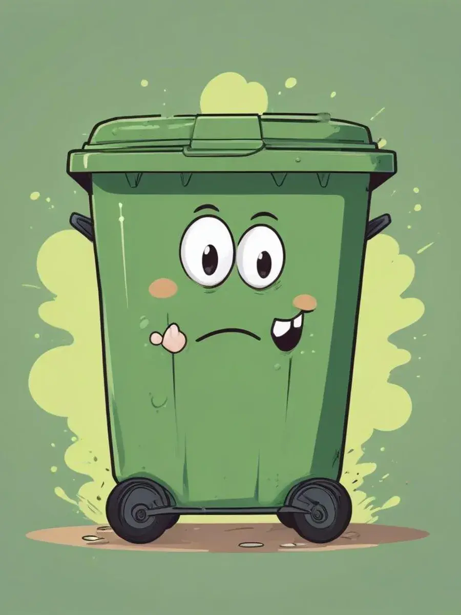 A grimy, stained wheelie bin before cleaning